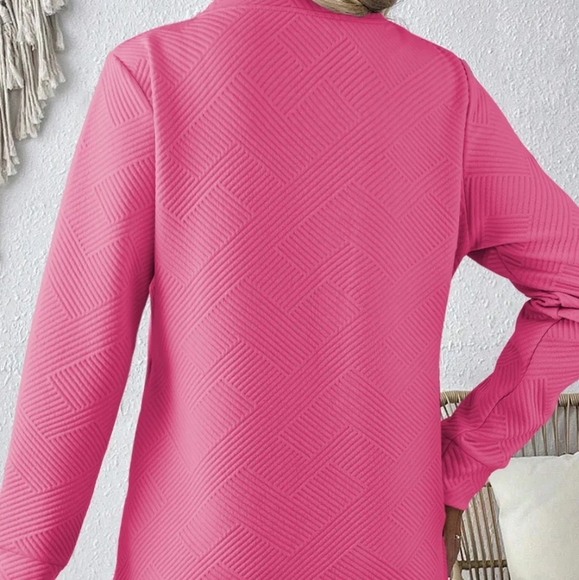 Pink Round Neck Textured Mini Dress - Picture 4 of 5
